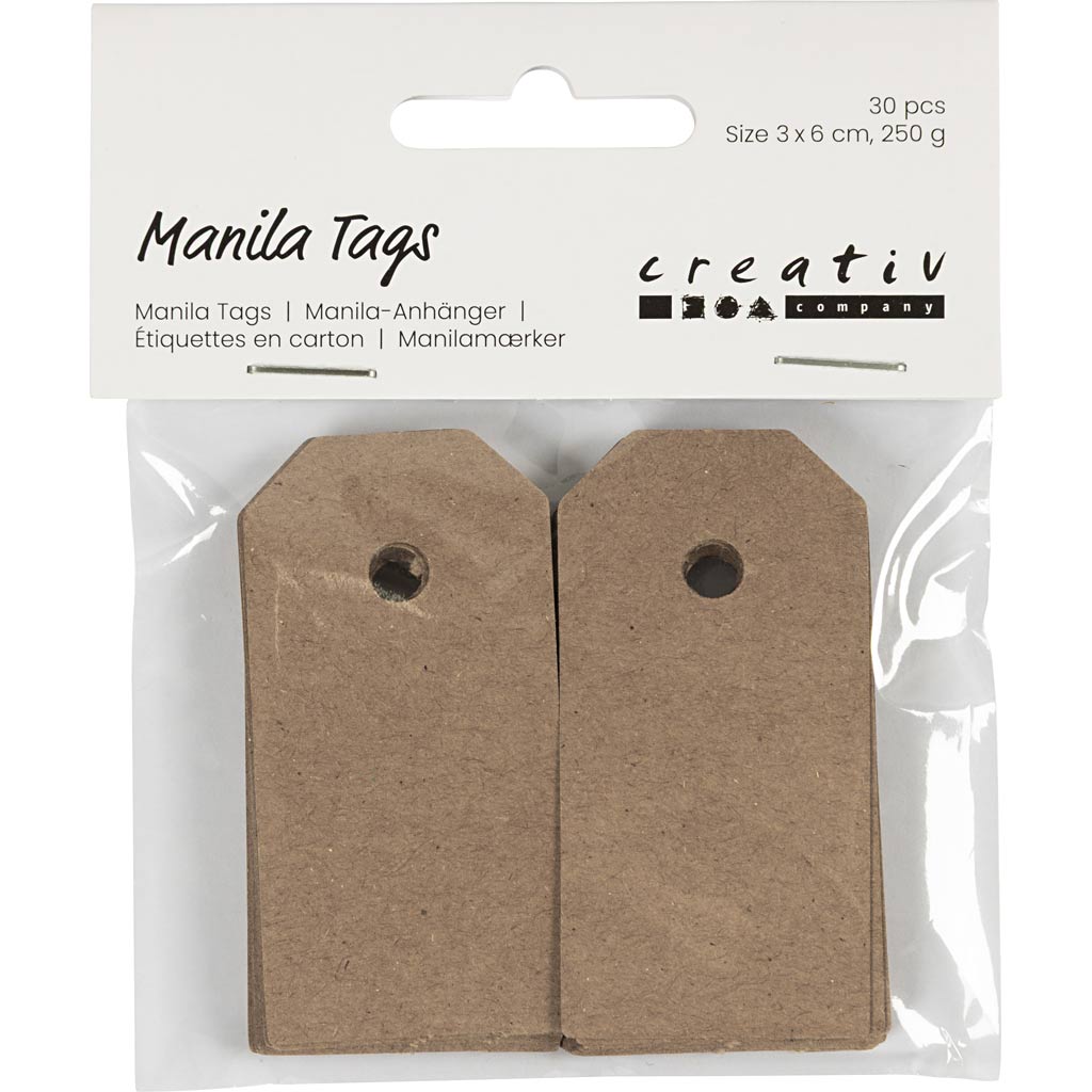 Manilamærker, str. 3x6 cm, 250 g, natur, 30 stk./ 1 pk. - Image 2