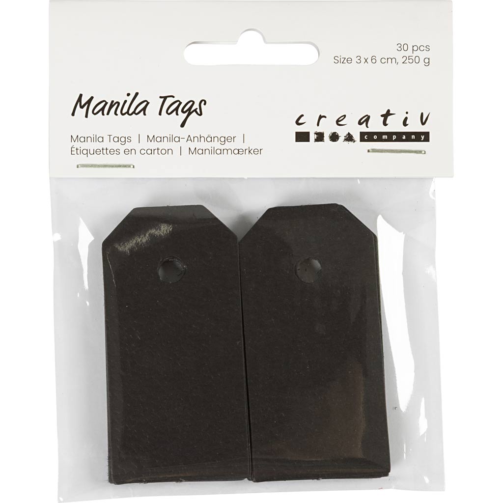 Manilamærker, str. 3x6 cm, 250 g, sort, 30 stk./ 1 pk. - Image 2