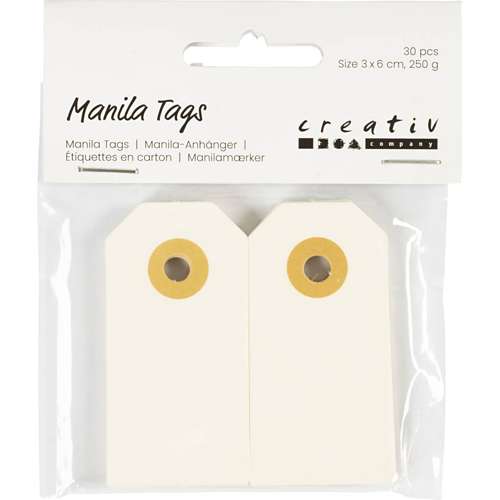 Manilamærker, str. 3x6 cm, 250 g, creme, 30 stk./ 1 pk. - Image 2