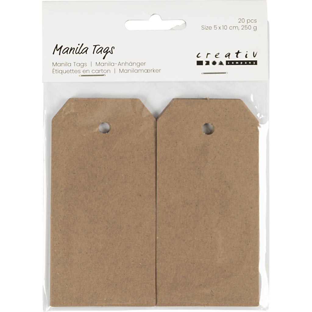Manilamærker, str. 5x10 cm, 250 g, natur, 20 stk./ 1 pk. - Image 2