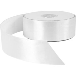 Satinbånd, B: 38 mm, hvid, 50 m/ 1 rl.