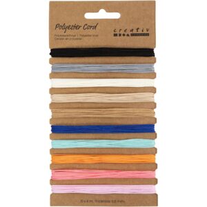 Polyester snor, tykkelse 0,6 mm, ass. farver, 10x4 m/ 1 pk.