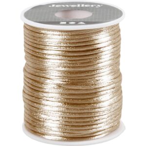 Satinsnor, tykkelse 2 mm, lys brun, 50 m/ 1 rl.