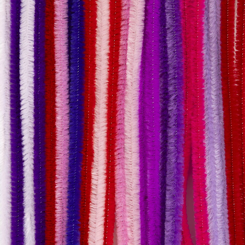 Chenille, L: 30 cm, tykkelse 6 mm, lilla/pink harmoni, 25 stk./ 1 pk. - Image 4