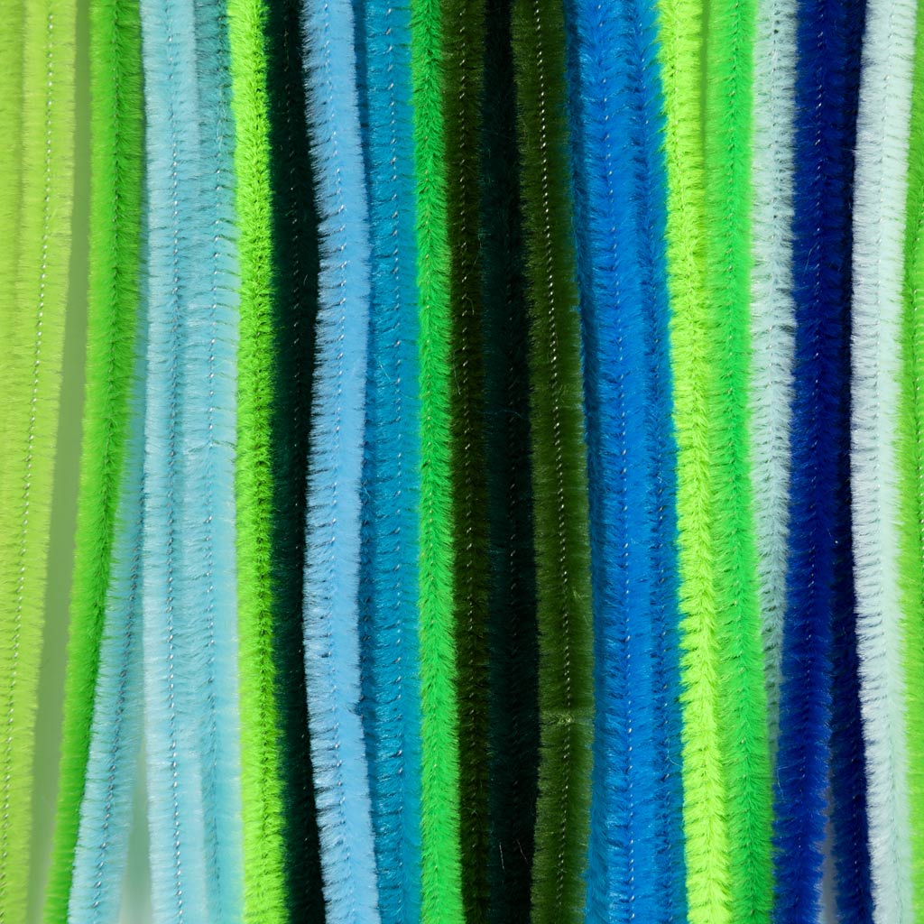 Chenille, L: 30 cm, tykkelse 6 mm, grøn/turkis harmoni, 25 stk./ 1 pk. - Image 4