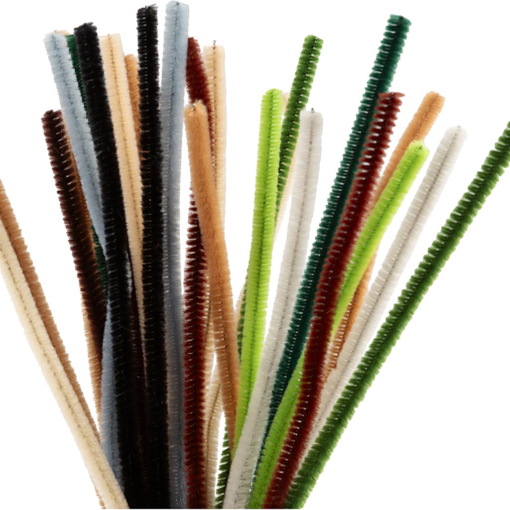 Chenille, L: 30 cm, tykkelse 6 mm, natur, 25 stk./ 1 pk.