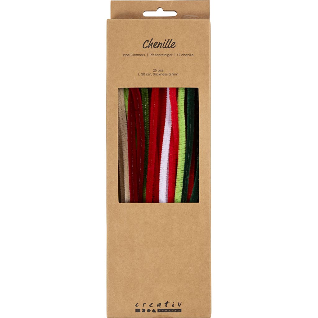 Chenille, L: 30 cm, tykkelse 6 mm, julefarver, 25 ass./ 1 pk. - Image 2