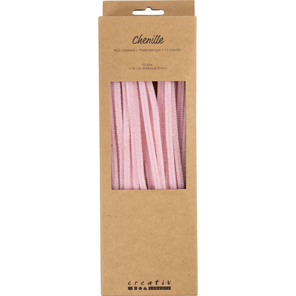 Chenille, L: 30 cm, tykkelse 6 mm, rosa, 50 stk./ 1 pk. - Image 2