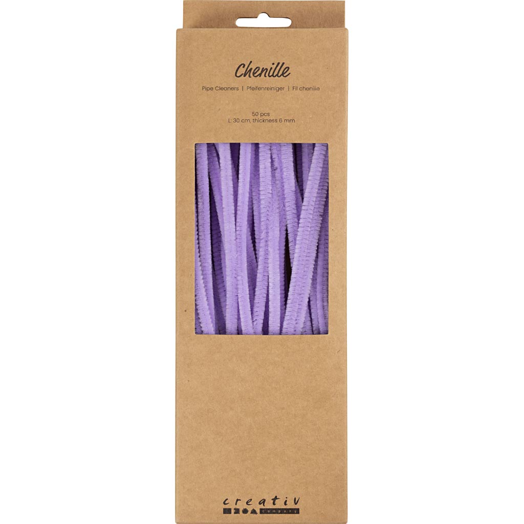 Chenille, L: 30 cm, tykkelse 6 mm, lilla, 50 stk./ 1 pk. - Image 2
