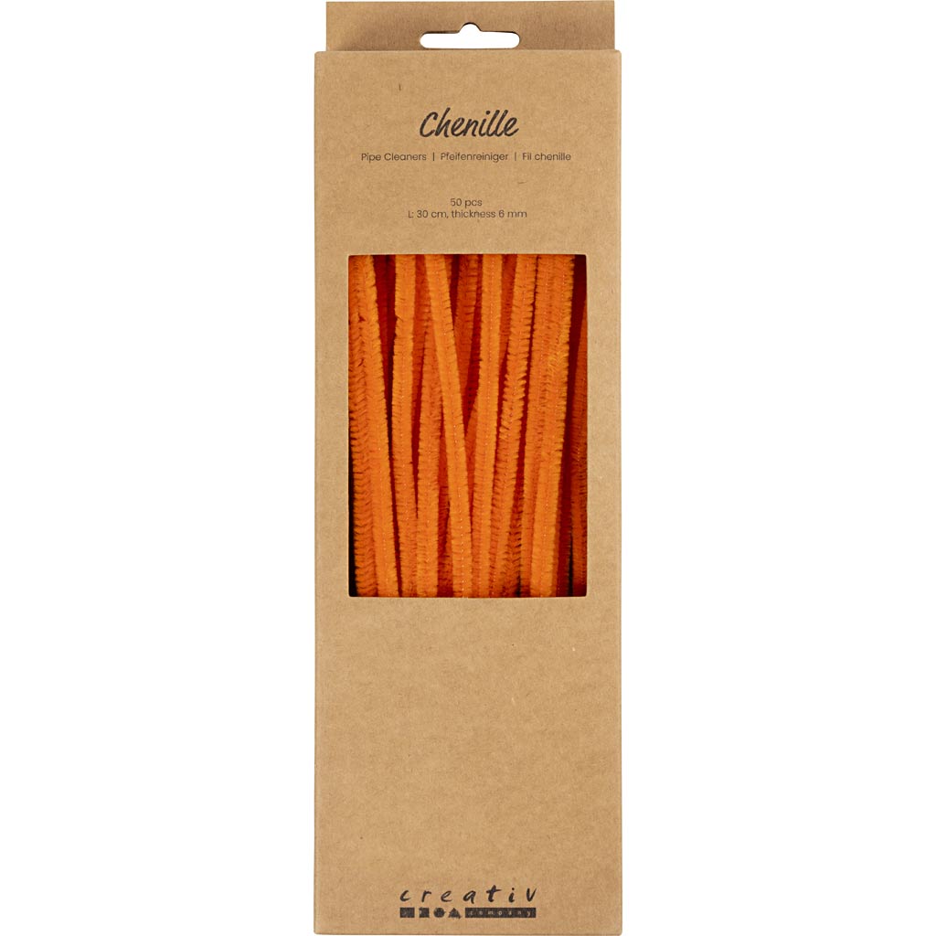Chenille, L: 30 cm, tykkelse 6 mm, orange, 50 stk./ 1 pk. - Image 2