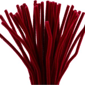 Chenille, L: 30 cm, tykkelse 6 mm, mørk rød, 50 stk./ 1 pk.