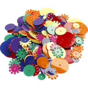 Pailletter, runde, str. 10-25 mm, ass. farver, 250 g/ 1 pk.