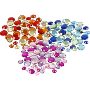 Rhinsten, runde, diam. 6+9+12 mm, ass. farver, 1080 stk., 120 g/ 1 pk.