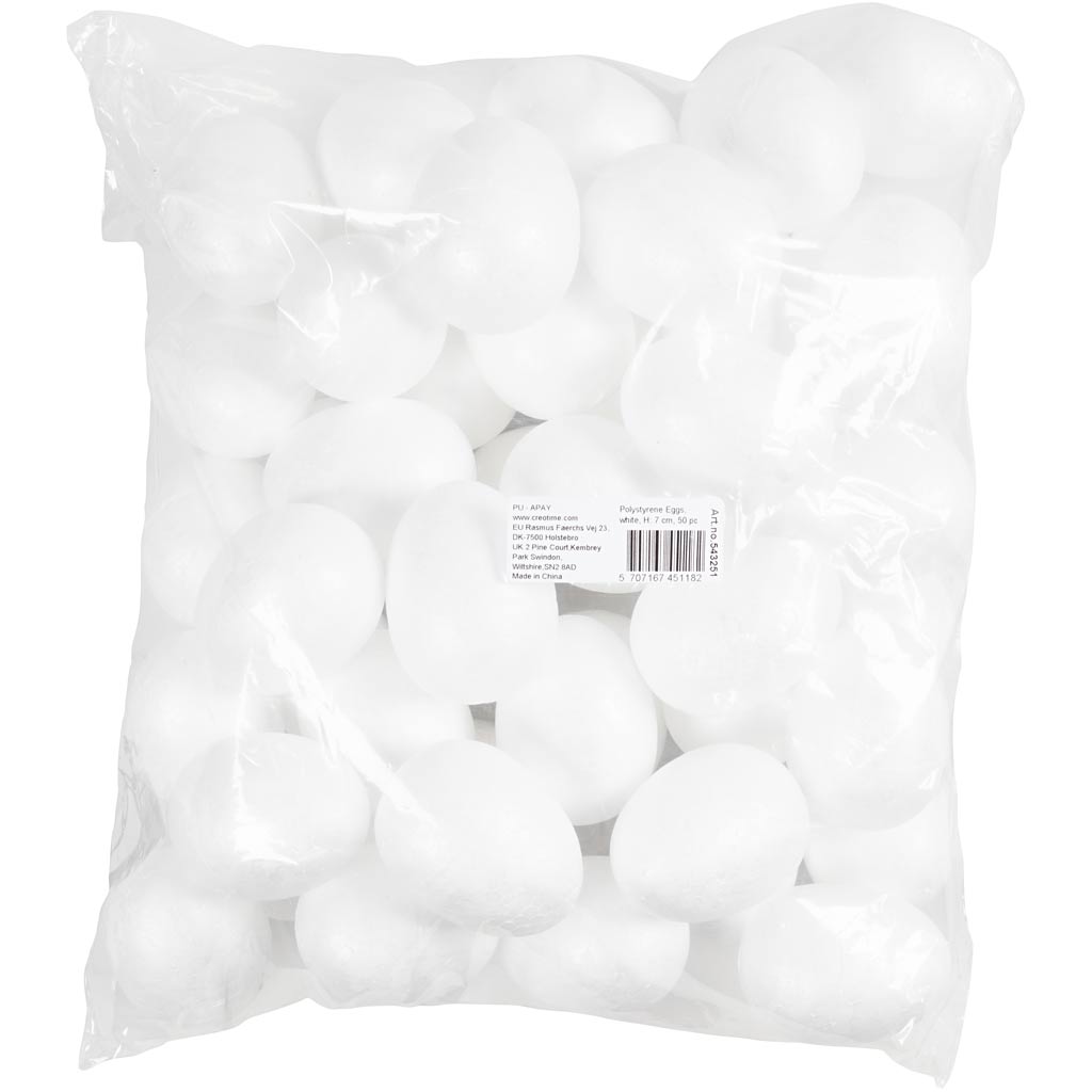 Æg, H: 7 cm, hvid, 50 stk./ 1 pk. - Image 2