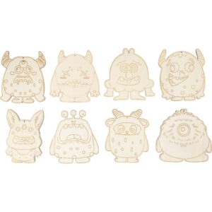 Træfigur, Monstre, H: 12,4 cm, tykkelse 3 mm, 24 stk./ 1 pk.