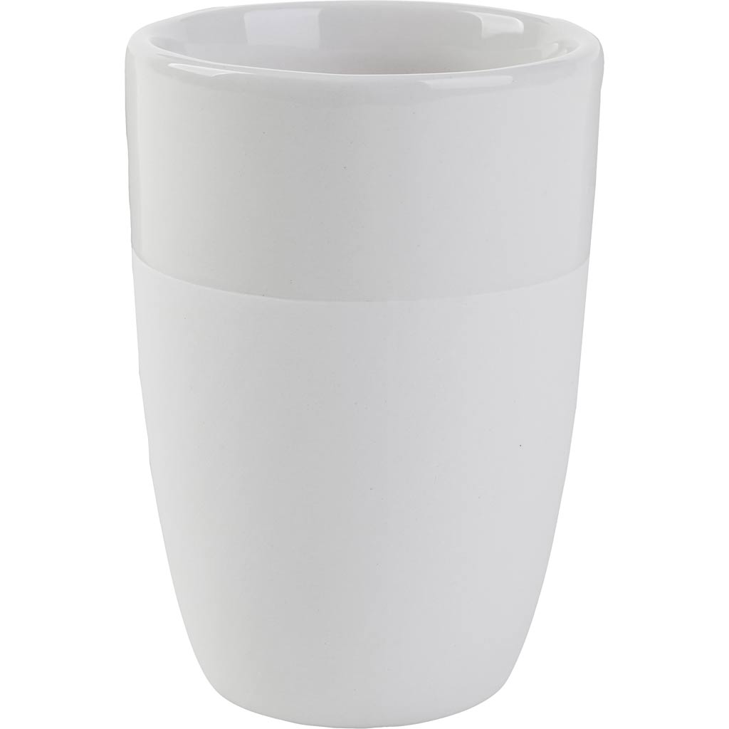 Krus, H: 9,5 cm, diam. 7 cm, hvid, 1 stk.