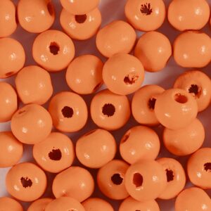 Træperler, diam. 8 mm, hulstr. 2 mm, orange, 50 stk./ 1 pk.