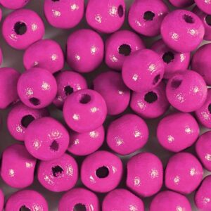 Træperler, diam. 8 mm, hulstr. 2 mm, pink, 50 stk./ 1 pk.