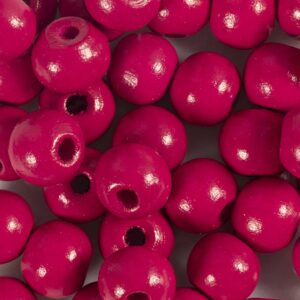 Træperler, diam. 10 mm, hulstr. 3 mm, pink, 175 stk., 50 g/ 1 pk.
