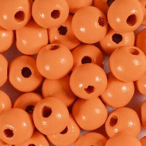 Træperler, diam. 10 mm, hulstr. 3 mm, orange, 175 stk., 50 g/ 1 pk.