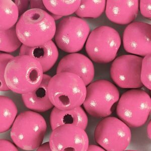 Træperler, diam. 10 mm, hulstr. 3 mm, lyserød, 175 stk., 50 g/ 1 pk.