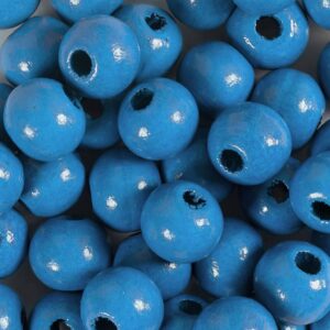 Træperler, diam. 10 mm, hulstr. 3 mm, lyseblå, 175 stk., 50 g/ 1 pk.