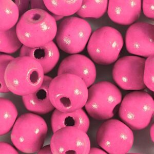 Træperler, diam. 10 mm, hulstr. 3 mm, lys pink, 175 stk., 50 g/ 1 pk.