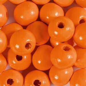 Træperler, diam. 12 mm, hulstr. 3 mm, orange, 50 stk., 44 g/ 1 pk.
