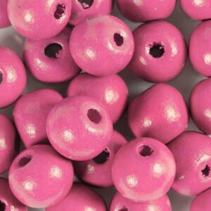 Træperler, diam. 12 mm, hulstr. 3 mm, lyserød, 50 stk., 44 g/ 1 pk.