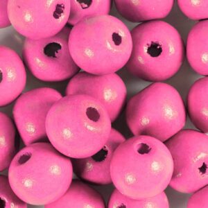Træperler, diam. 12 mm, hulstr. 3 mm, lys pink, 50 stk., 44 g/ 1 pk.
