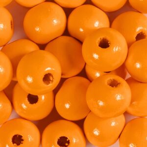 Træperler, diam. 12 mm, hulstr. 3 mm, lys orange, 50 stk., 44 g/ 1 pk.