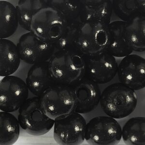 Træperler, diam. 10 mm, hulstr. 3 mm, sort, 175 stk., 50 g/ 1 pk.