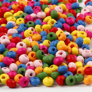 Træperler, diam. 4 mm, hulstr. 1-1,5 mm, ca. 1500 stk., 300 g/ 1 ps.