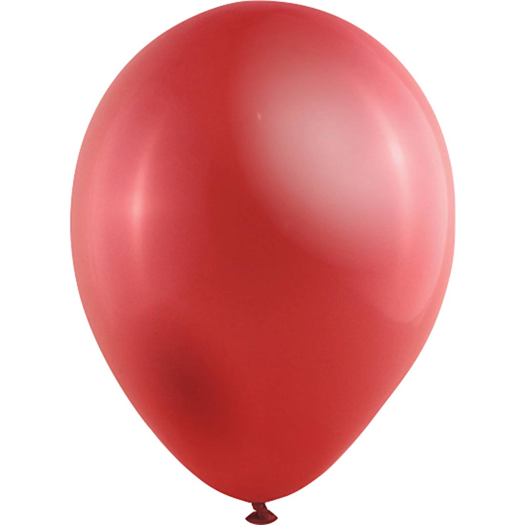 Balloner, str. 23 cm, runde, metallic rød, 8 stk./ 1 pk.