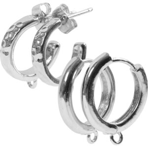 Creoler med øje, diam. 15 mm, tykkelse 3 mm, forsølvet, 2x2 par/ 1 pk.