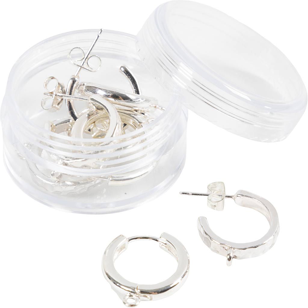 Creoler med øje, diam. 15 mm, tykkelse 3 mm, forsølvet, 2x2 par/ 1 pk. - Image 6