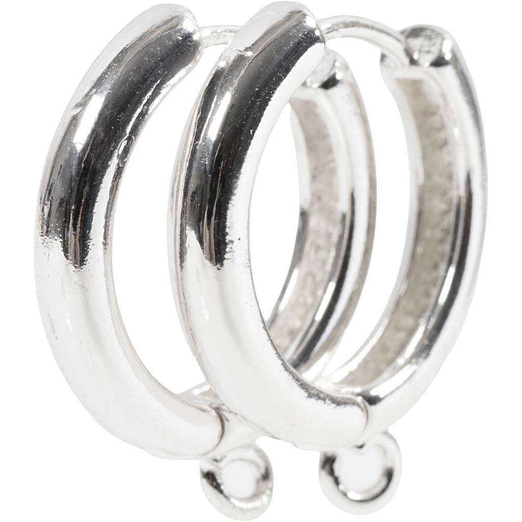 Creoler med øje, diam. 15 mm, tykkelse 3 mm, forsølvet, 2x2 par/ 1 pk. - Image 5