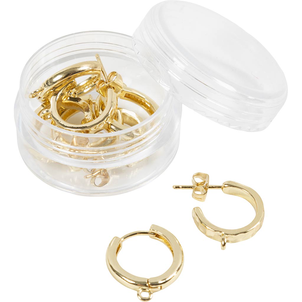 Creoler med øje, diam. 15 mm, tykkelse 3 mm, forgyldt, 2x2 par/ 1 pk. - Image 6