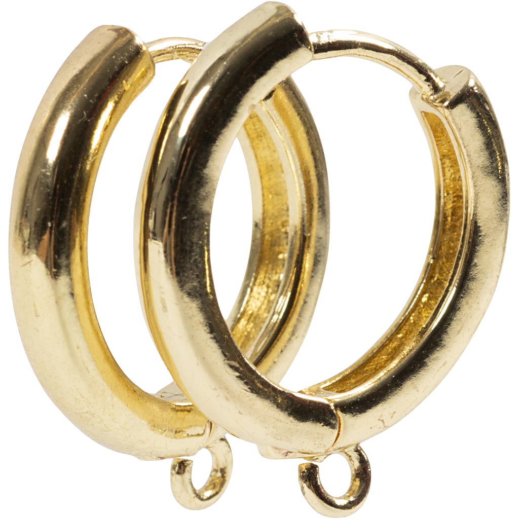 Creoler med øje, diam. 15 mm, tykkelse 3 mm, forgyldt, 2x2 par/ 1 pk. - Image 5