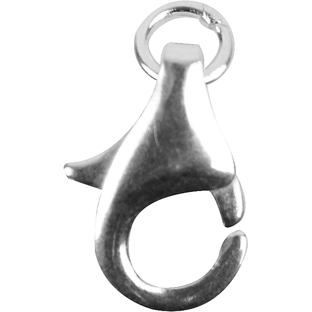 Karabinhage, L: 11 mm, sølv, 5 stk./ 1 pk.