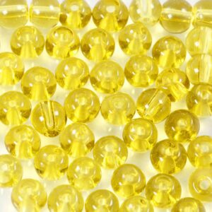 Glasperler, diam. 4 mm, hulstr. 1 mm, gul, 90 stk., 20 g/ 1 pk.