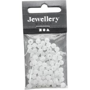 Glasperler, diam. 4 mm, hulstr. 1 mm, hvid, 90 stk., 20 g/ 1 pk.