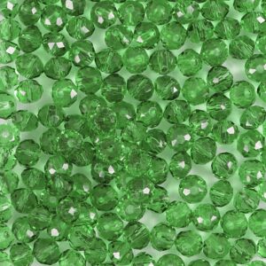 Glas- og facetperler, diam. 4 mm, hulstr. 1 mm, grøn, 10 g/ 1 pk.