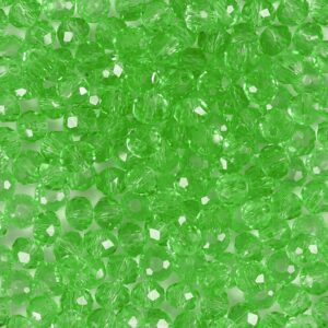 Glas- og facetperler, diam. 4 mm, hulstr. 1 mm, lys grøn, 10 g/ 1 pk.