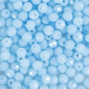 Glas- og facetperler, diam. 4 mm, hulstr. 1 mm, lyseblå, 10 g/ 1 pk.