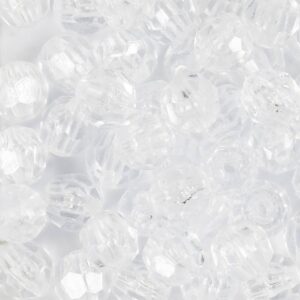 Facetperler, diam. 8 mm, hulstr. 1 mm, hvid, 100 g/ 1 pk.