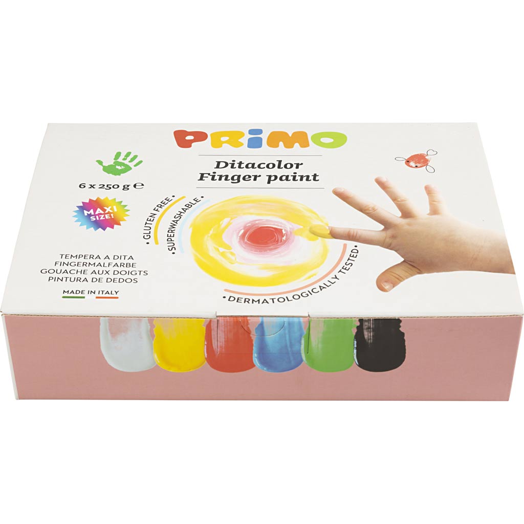 PRIMO Fingermaling, ass. farver, 6x250 ml/ 1 pk. - Image 2