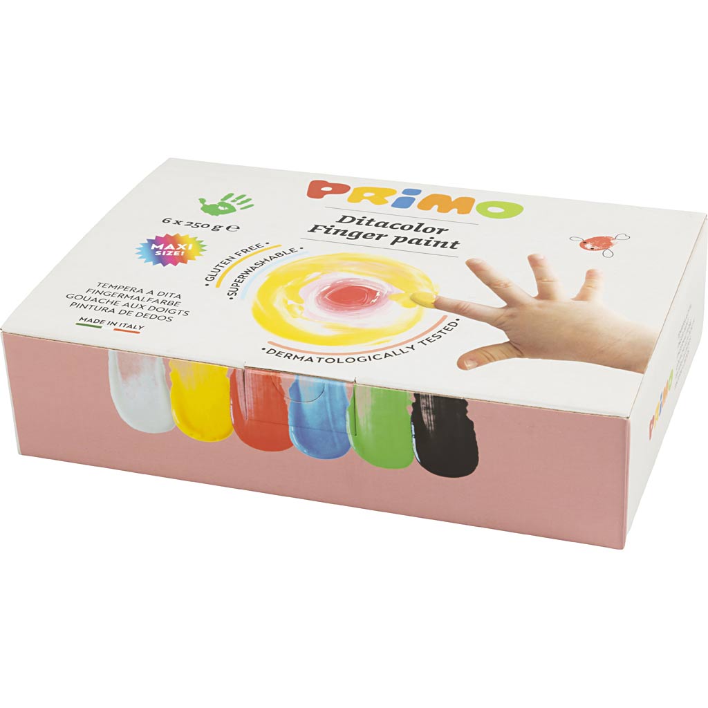 PRIMO Fingermaling, ass. farver, 6x250 ml/ 1 pk. - Image 3