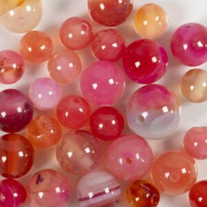 Agat stenperler, diam. 6+8+10 mm, hulstr. 0,9-1 mm, beige, rosa, 28 stk./ 1 pk.