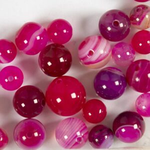 Agat stenperler, diam. 6+8+10 mm, hulstr. 0,9-1 mm, pink, 28 stk./ 1 pk.